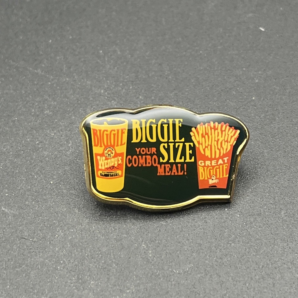 Wendy's Fast Food Restaurant Biggie Size Your Combo Meal Employee Lapel Hat‎ Pin